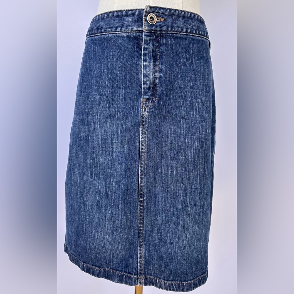 Banana Republic Women’s Stretch Denim Skirt A-Line Back Slit Size 10